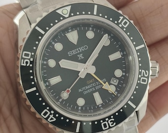 Reloj Seiko Prospex GMT automático vintage para hombre, esfera verde, acero inoxidable, 42 mm.