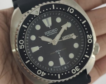 Reloj de pulsera Seiko 6309-7049 Diver Turtle automático vintage para hombre con esfera negra, restaurado y revisado.