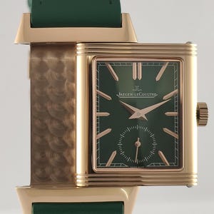 Reloj de pulsera vintage Jaeger LeCoultre Reverso Tribute para hombre: esfera verde, todo en funcionamiento. imagen 2