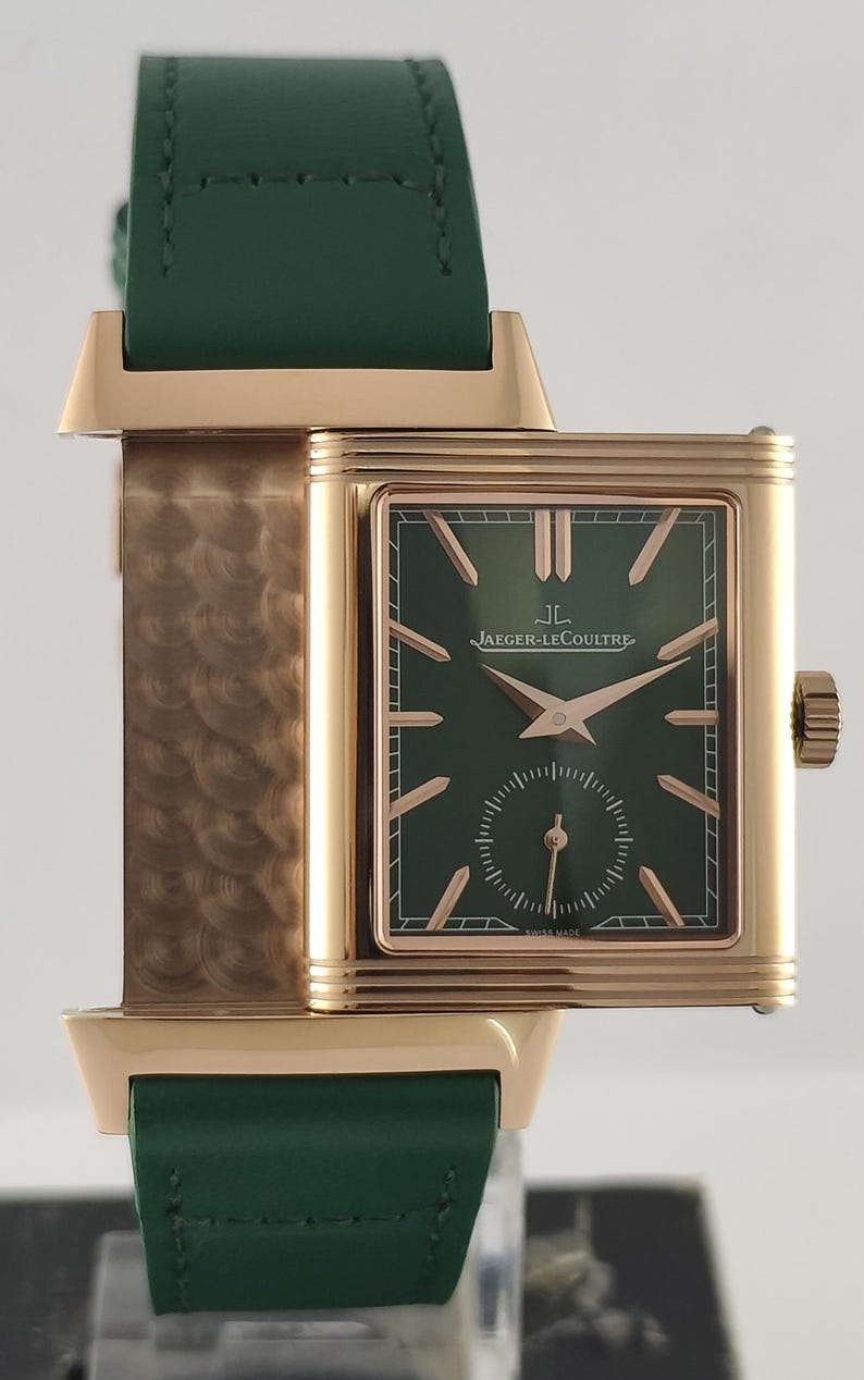Reloj de pulsera vintage Jaeger LeCoultre Reverso Tribute para hombre: esfera verde, todo en funcionamiento. imagen 2