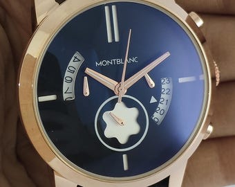 Vintage Montblanc Chronograph Men's Watch: Black Dial, Stainless Steel, keep Good Time
