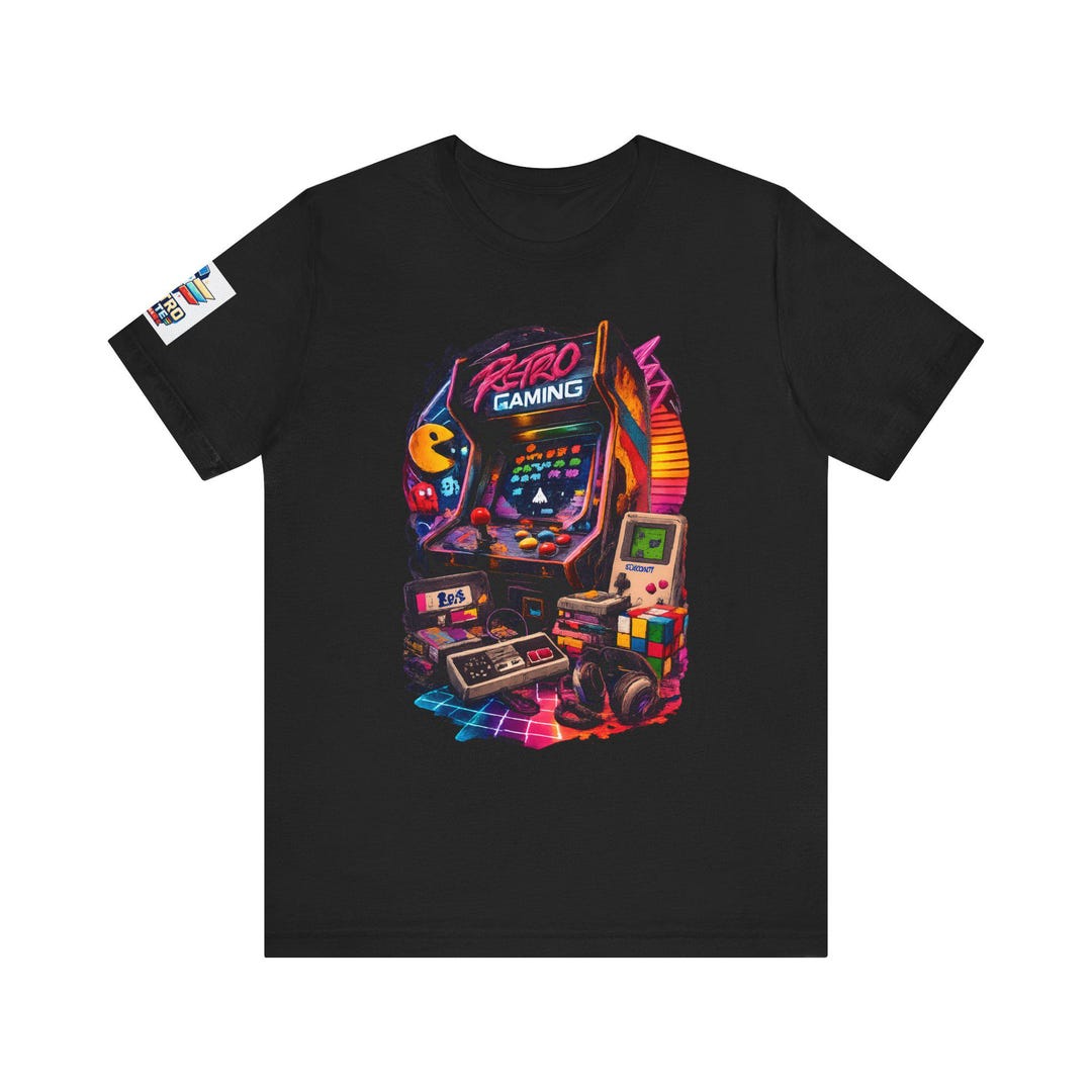 Retro Arcade Gaming T-shirt | Neon Arcade Machine, Pac-man, Console Art ...