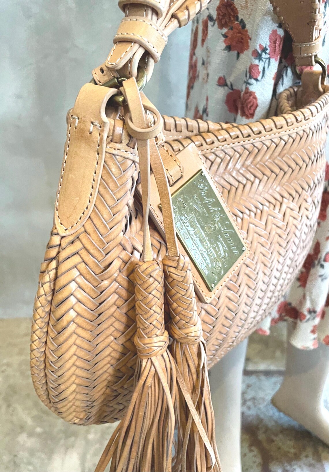Ralph Lauren Purple Label Braided Leather Hobo Bag - Made in Italy, photo 4 sur 5