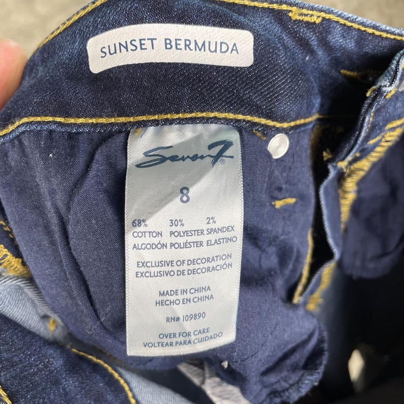 Seven 7 Damshorts med slitna jeans, mellantvättad, 29 (storlek 8), vintagestil | AD0032 bild 10
