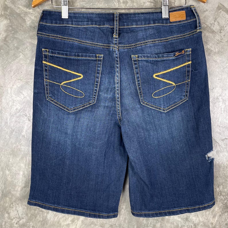 Seven 7 Damshorts med slitna jeans, mellantvättad, 29 (storlek 8), vintagestil | AD0032 bild 2