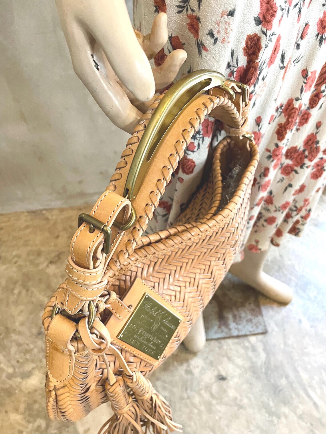 Ralph Lauren Purple Label Braided Leather Hobo Bag - Made in Italy, photo 3 sur 5