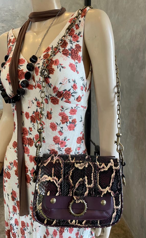 Kate Moss Zadig & Voltaire Burgundy Snake Print Leather Bag - Etsy