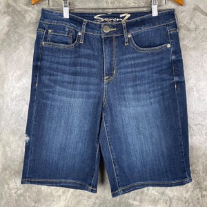 Seven 7 Damshorts med slitna jeans, mellantvättad, 29 (storlek 8), vintagestil | AD0032 bild 1