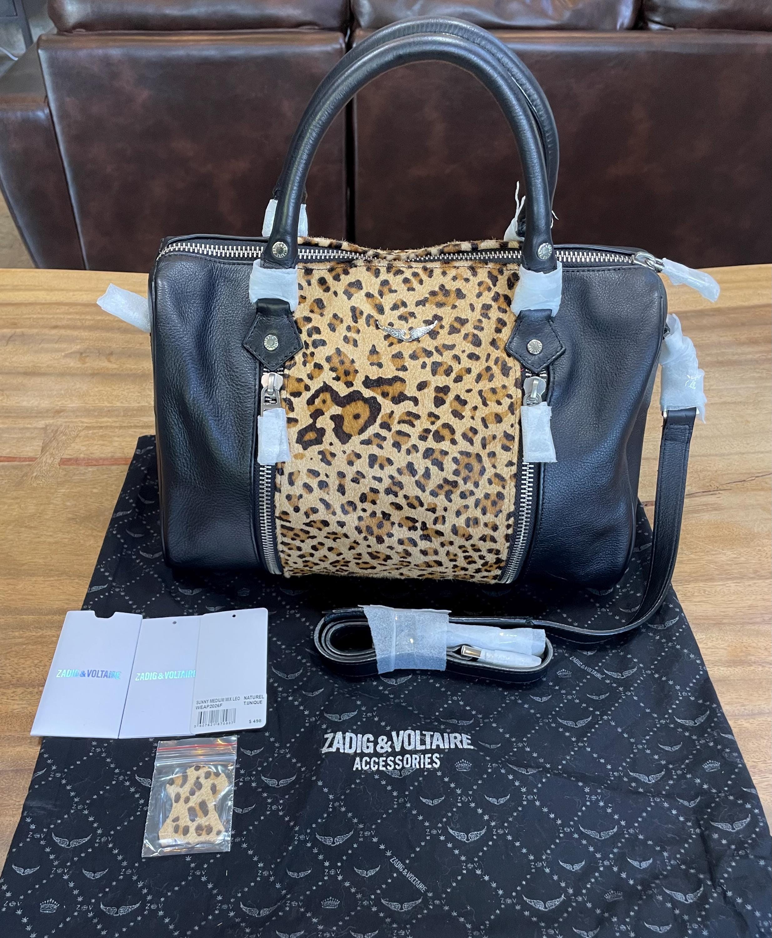 Buy Zadig Voltaire Sunny Medium Bag: Leopard Calf Leather, Black