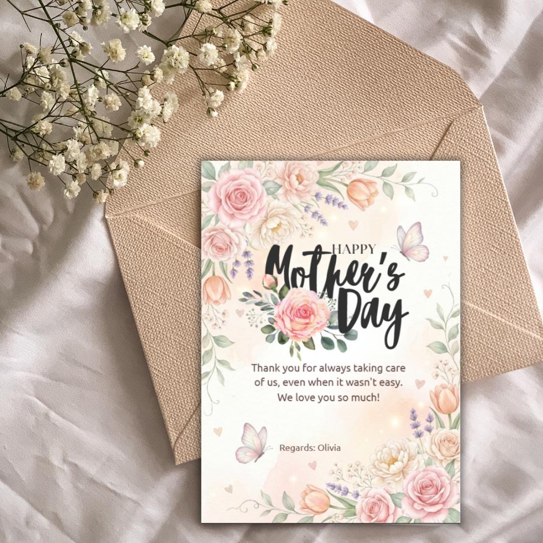 Personalised Mothers Day Card Template, Happy Mothers Day Card, Custom ...
