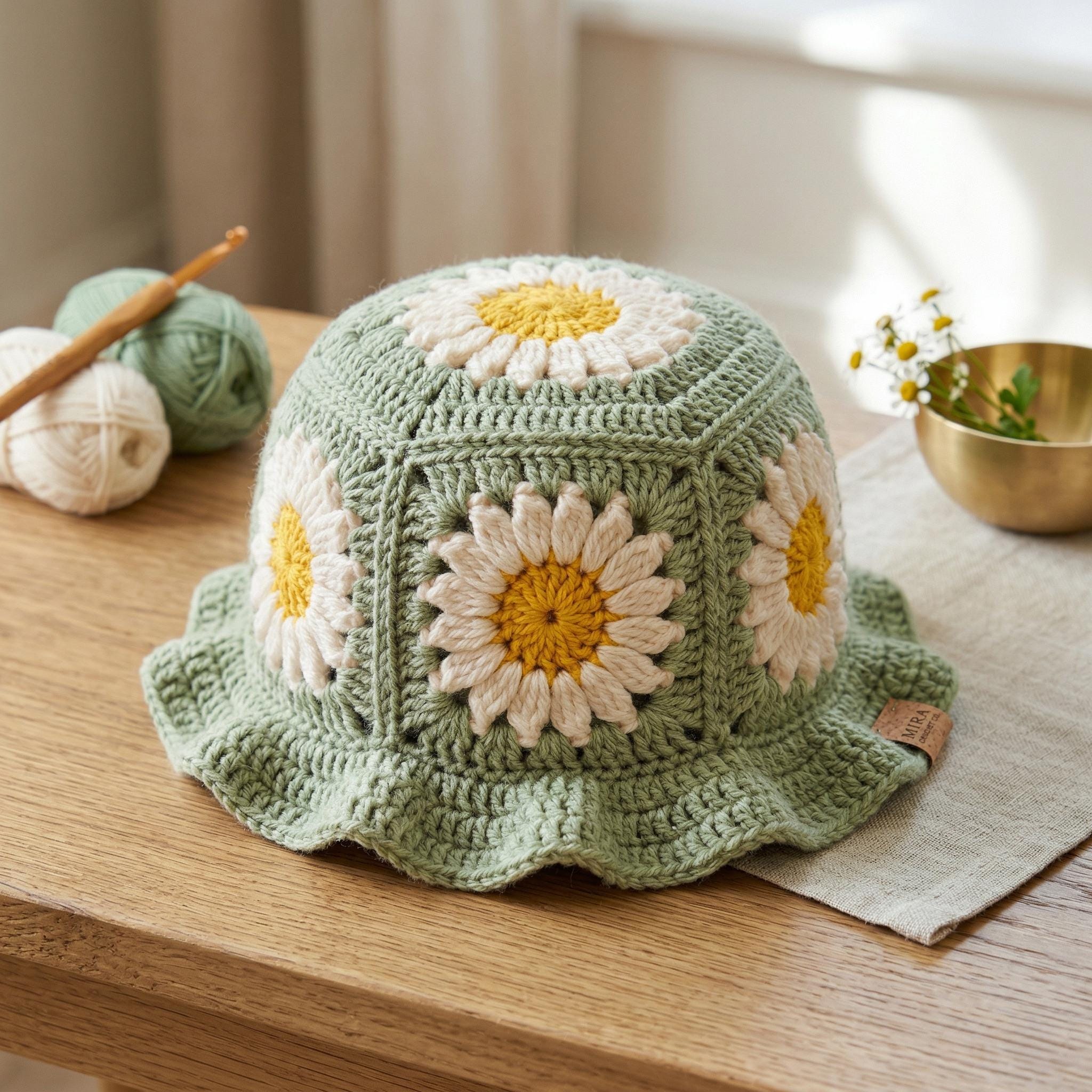 Crochet Bucket Hat Flower - Etsy