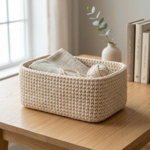 Patrón de cesta de ganchillo para principiantes / Organizador de almacenamiento minimalista moderno (descarga en PDF)