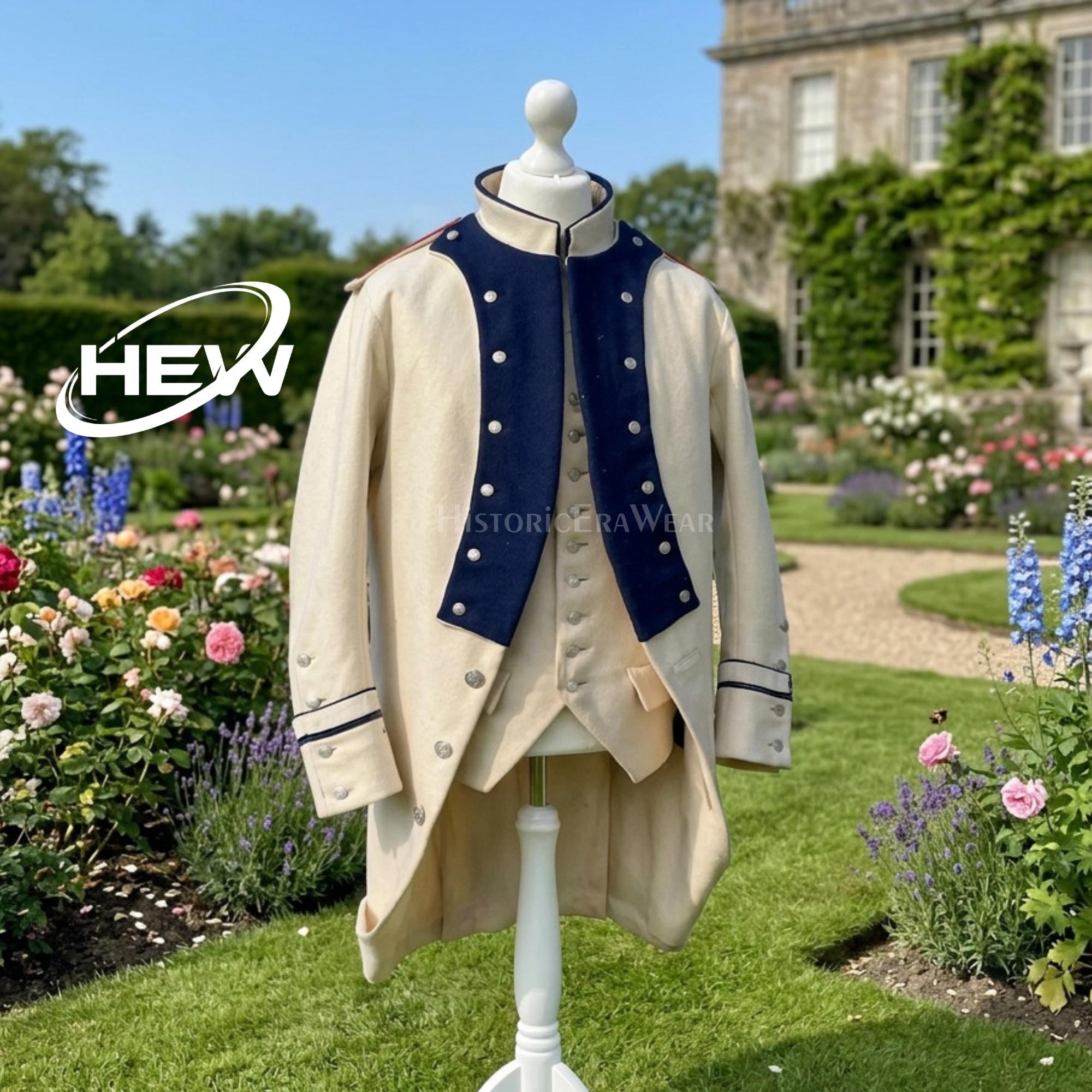 18th Century Mens Cream Wool Frock Coat - Regency Colonial Naval ...