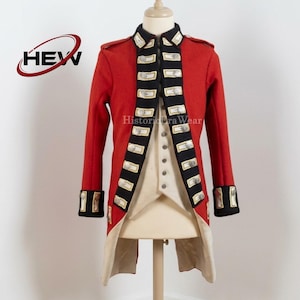 Giacca militare britannica Redcoat / Cappotto dell'uniforme del Reggimento del Re del XVIII secolo