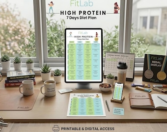 Eiwitrijk 7-daags dieetplan, 1400 calorieën maaltijdbundel (pdf)