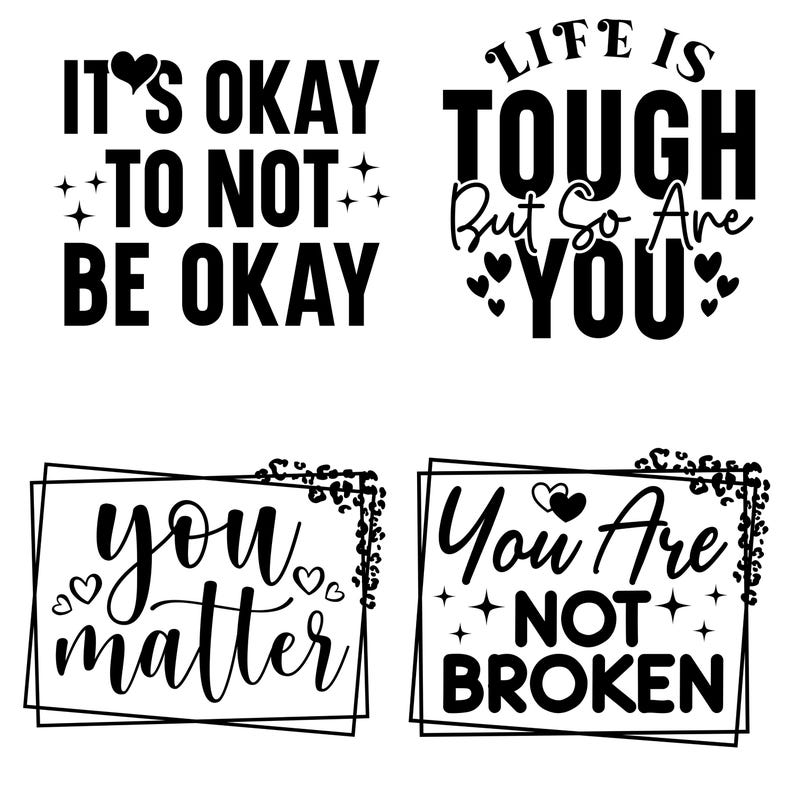 Mental Health SVG Bundle, Self Care, Healing Quotes (digital Download ...