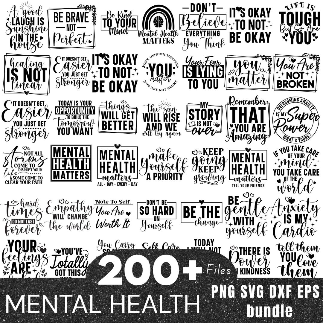 Mental Health SVG Bundle, Self Care, Healing Quotes (digital Download ...