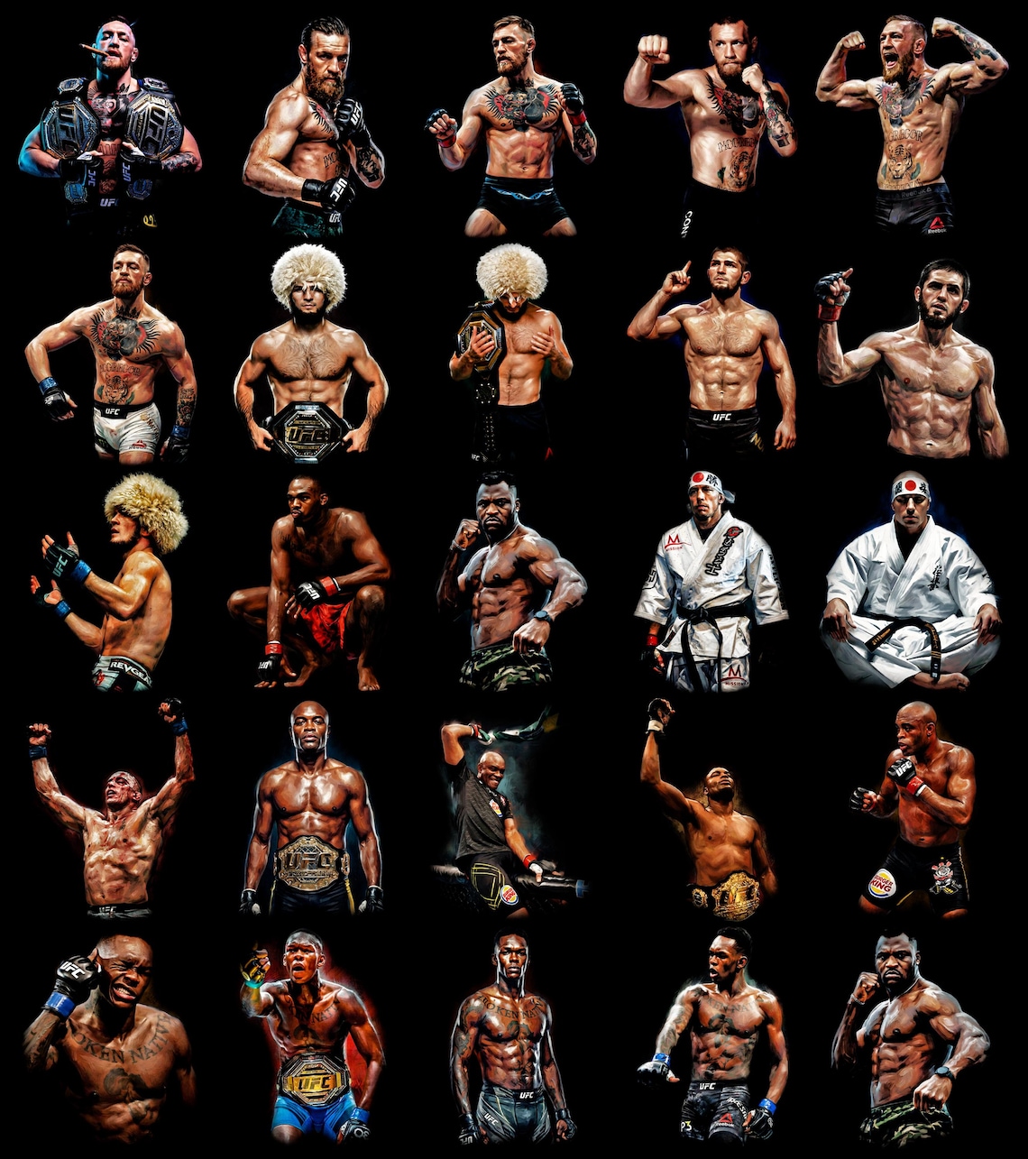 90 Halftone MMA Designs A2 A3 A4 | Mixed Martial Arts Fighter PNG ...