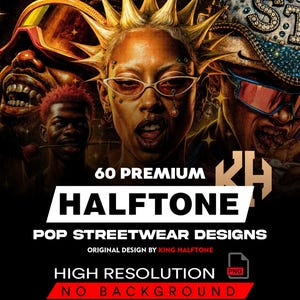 60 rasterfärgade popstjärnedesignpaket PNG-paket A2 A3 A4 | Premiummusikgrafik för streetwear | DTF DTG T-shirttryckpaket | Digital nedladdning