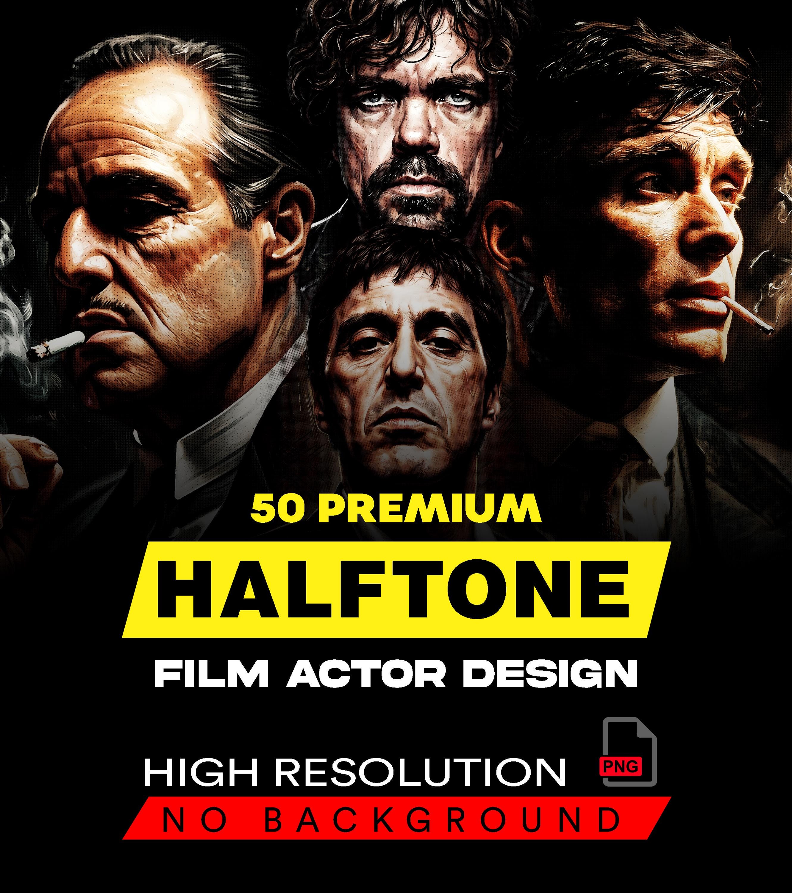 50 Halftone Actor Style Designs A2 A3 A4 | High Contrast Graphic Pack ...