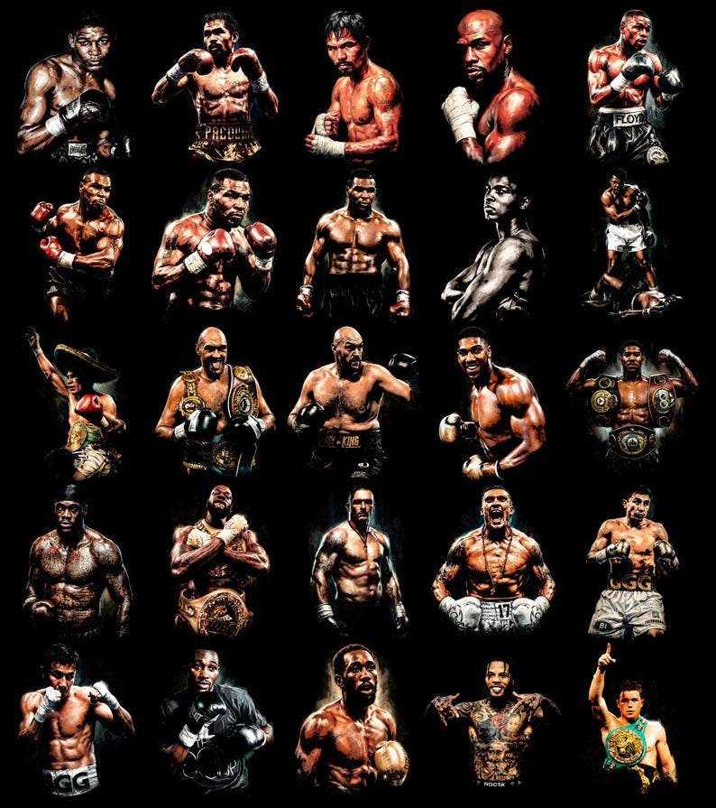 50 Halftone Boxing Designs A2 A3 A4 | Vintage Boxing Graphic PNG Bundle ...