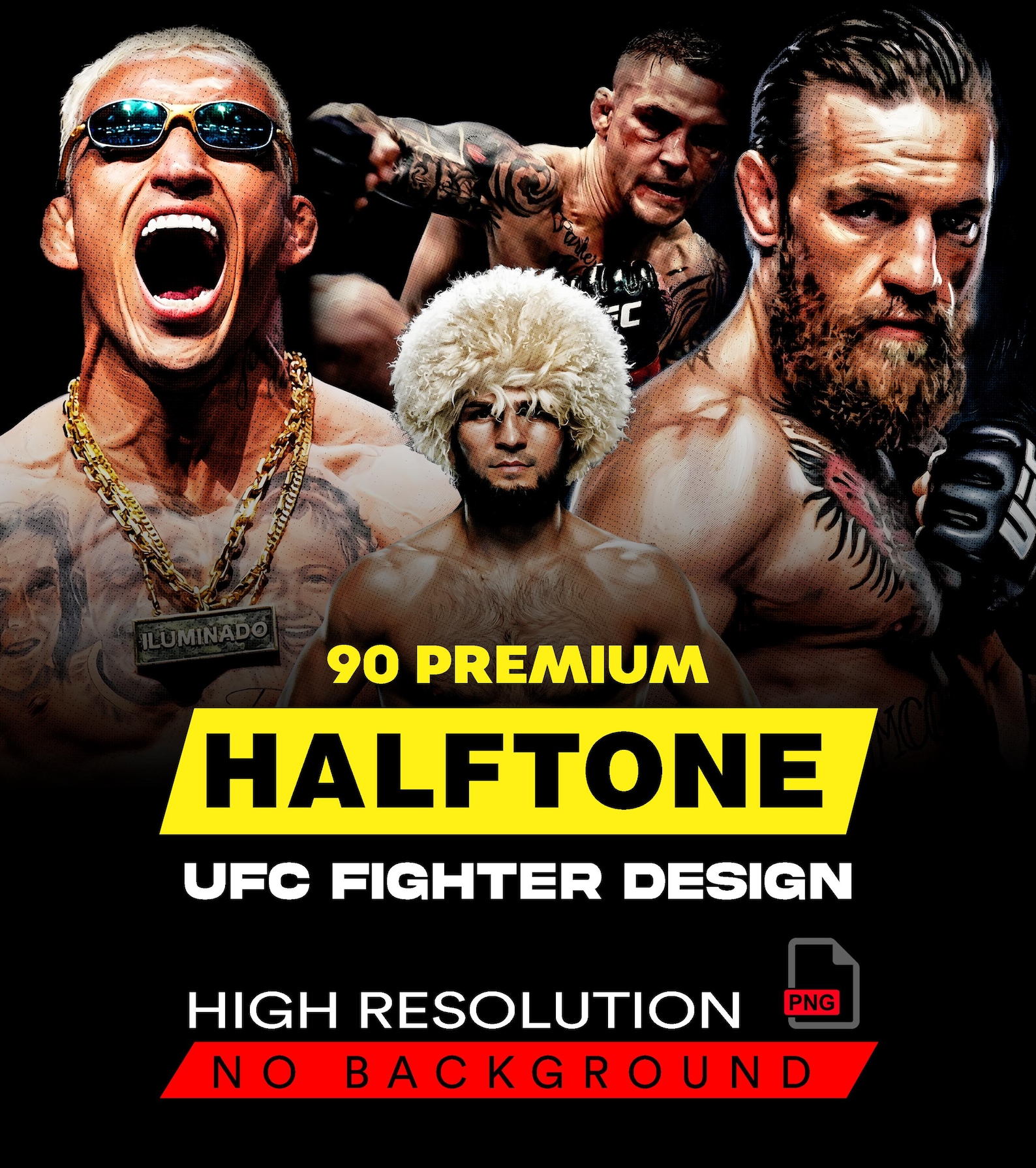 90 Halftone MMA Designs A2 A3 A4 | Mixed Martial Arts Fighter PNG ...