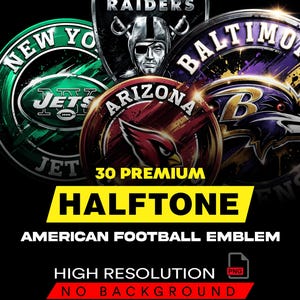 30+ American Football Emblem Designs A2 A3 A4 | Vintage Sports Badge PNG Bundle | High Contrast Graphic Pack | Black Fabric Ready | DTF DTG