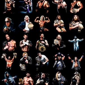 90 Halftone Wrestling Designs A2 A3 A4 | Pro Wrestling Graphic PNG Bundle | Fight Pack | Black Fabric Ready | DTF Screen Print Sublimation image 6