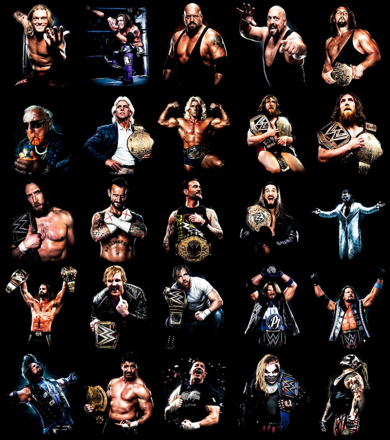 90 Halftone Wrestling Designs A2 A3 A4 | Pro Wrestling Graphic PNG Bundle | Fight Pack | Black Fabric Ready | DTF Screen Print Sublimation image 6