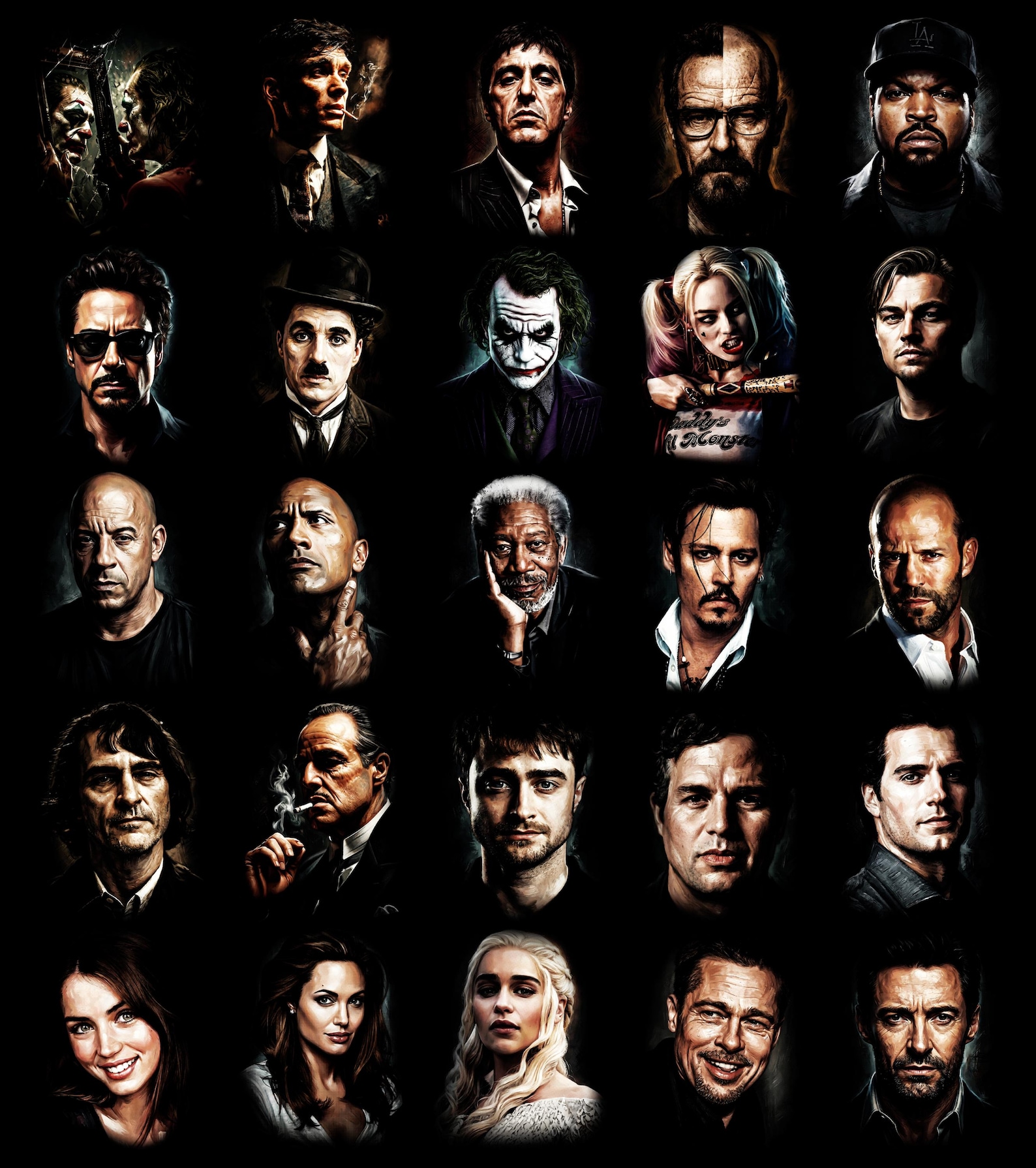 50 Halftone Actor Style Designs A2 A3 A4 | High Contrast Graphic Pack ...