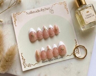 Unghie finte fatte a mano / Unghie finte personalizzate Y2K / Unghie finte corte / Unghie da gatto / Kit di unghie da incollare