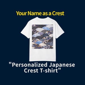 Custom Kanji Shirt, Personalized Japanese Gift with Samurai Family Crest,Seigaiha Wave Pattern Shirt, Japanese Wave Pattern Shirt, Kimono
