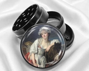 18s The Milkmaid by Jean-Baptiste Greuze 4-Piece Metal Vanilla Spices Grinder Gift