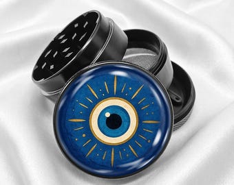 Blue Evil Eye 4-Piece Metal Vanilla Spices Grinder Gift