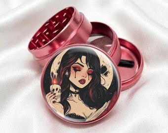 Witch Holding a Candle 4-Piece Metal Vanilla Spices Grinder Gift