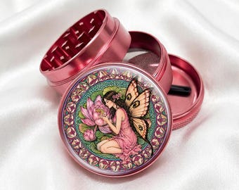 Butterfly Fairy and Lotus 4-Piece Metal Vanilla Spices Grinder Gift