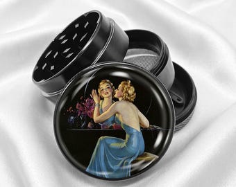 Woman in Front of the Mirror 4-Piece Metal Vanilla Spices Grinder Gift