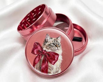 Cat With a Bow 4-Piece Metal Vanilla Spices Grinder Gift