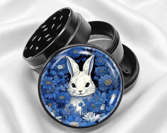 Rabbits in the Blue Garden 4-Piece Metal Vanilla Spices Grinder Gift