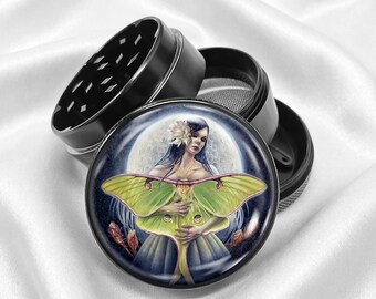 Moon Moth Goddess 4-Piece Metal Vanilla Spices Grinder Gift