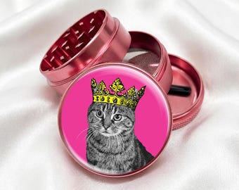 The Cat with a Crown 4-Piece Metal Vanilla Spices Grinder Gift