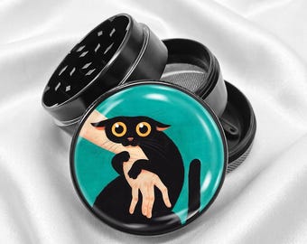 The Frightened Cat Clung Tightly To Its Owner 4-Piece Metal Vanilla Spices Grinder Gift