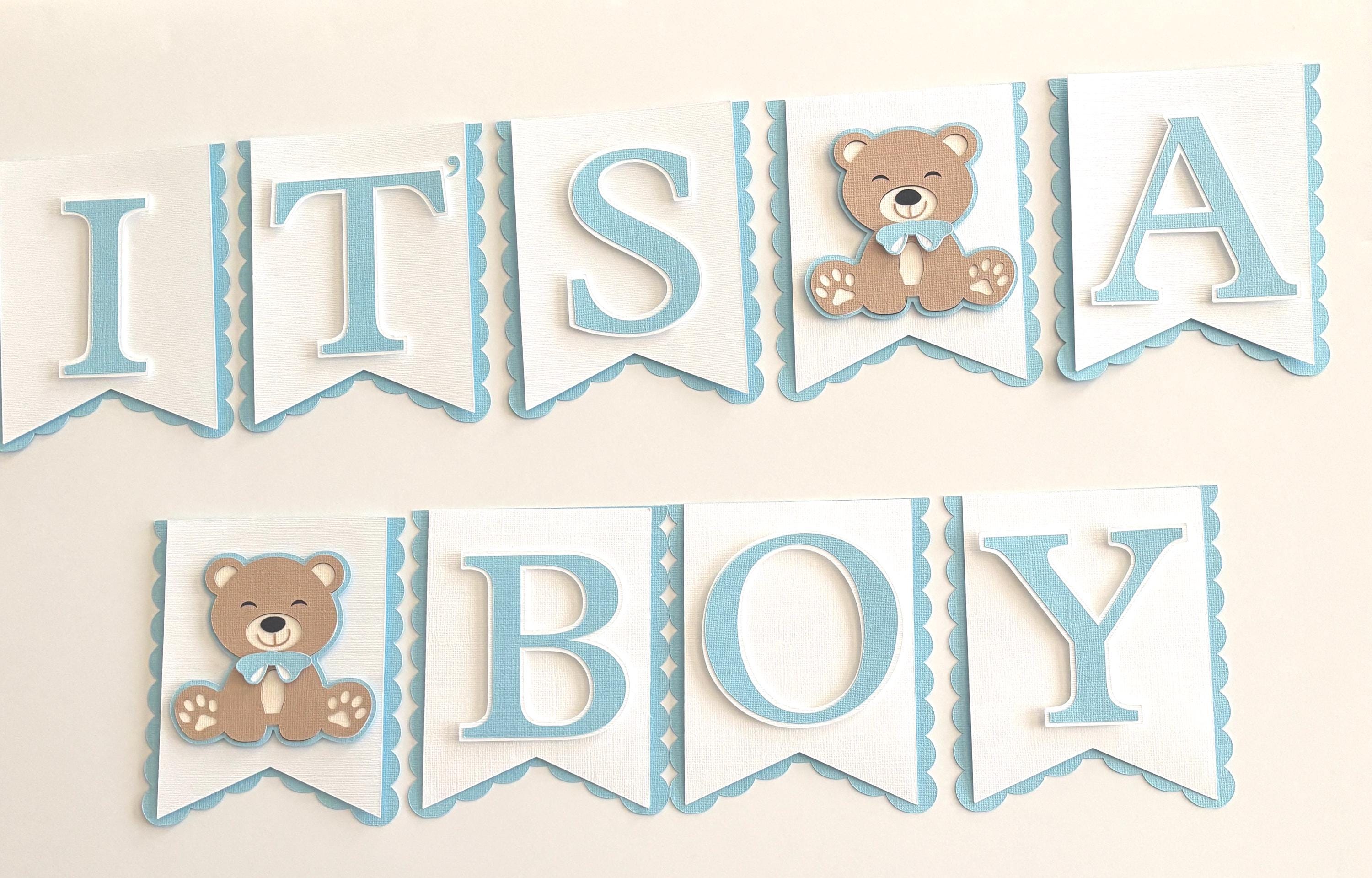 Teddy Bear Banner Baby Shower Banner Boy Baby Shower Banner It's A Boy ...