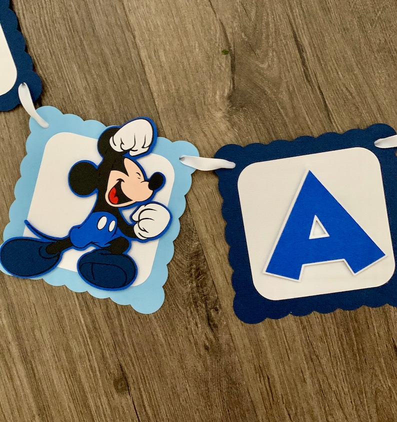 Shades of blue banner Baby boy Mickey Mouse baby shower banner It\u2019s a boy banner