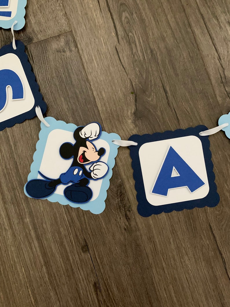 Shades of blue banner Baby boy Mickey Mouse baby shower banner It\u2019s a boy banner