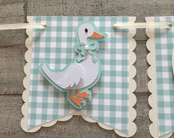 Silly Goose ONE Banner: Sage Green Gingham, First Birthday