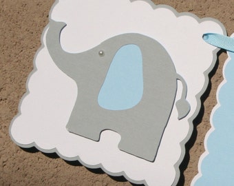 Elephant Baby Shower Banner , It"s A Boy,  Blue , White and Grey, New Baby, Party Banner, New Baby Celebration.Baby Boy
