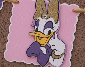 Gold, Purple and Pink. Daisy Duck  I am 1 or 2.  Photo Prop, Highchair Banner. Wall Decoration. Happy Birthday Banner.