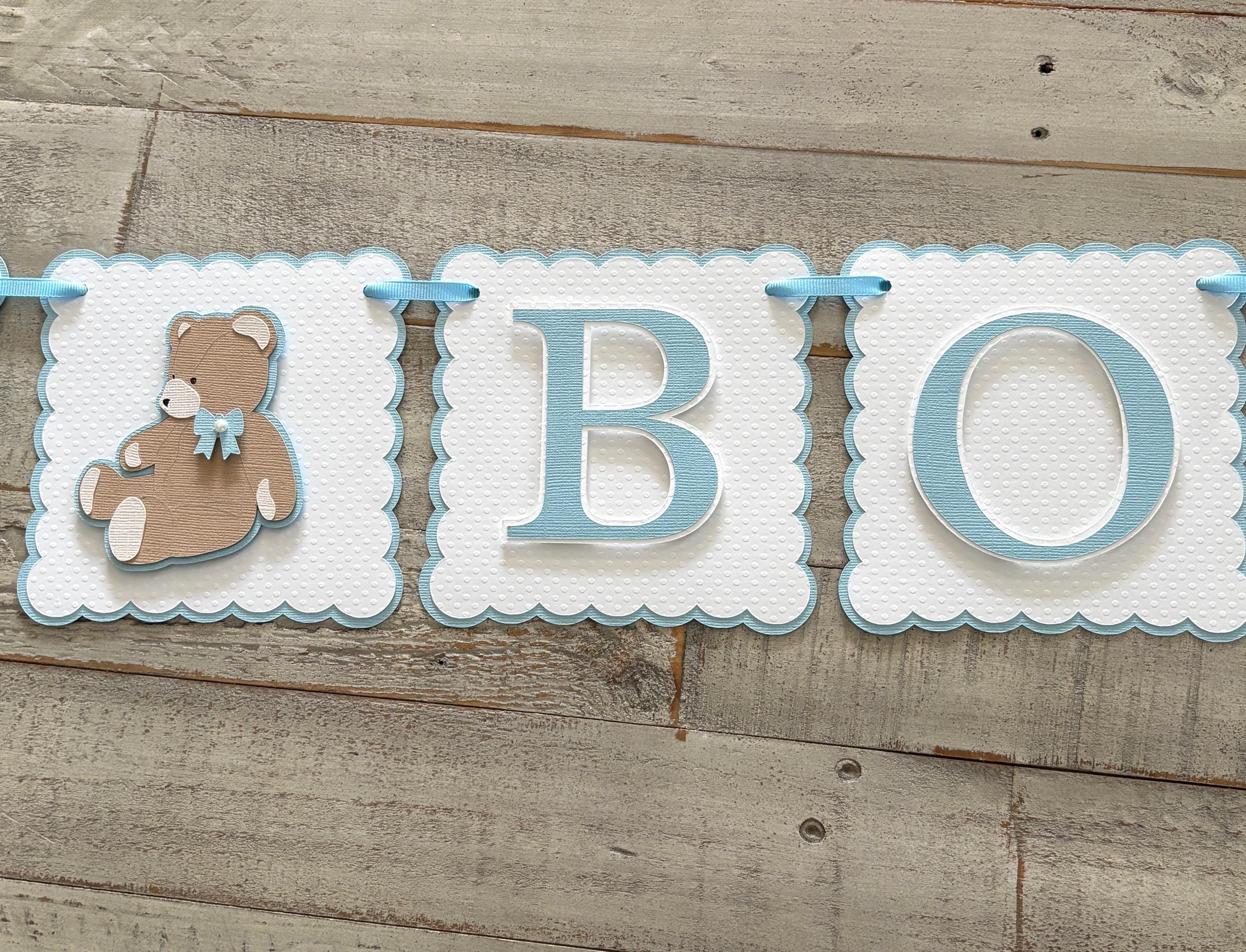 Teddy Bear Baby Boy Blue Baby Shower Banner. It's A Boy Baby Shower ...