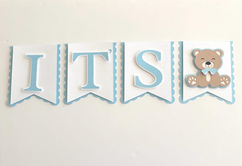 Teddy Bear Banner Baby Shower Banner Boy Baby Shower Banner It's A Boy ...